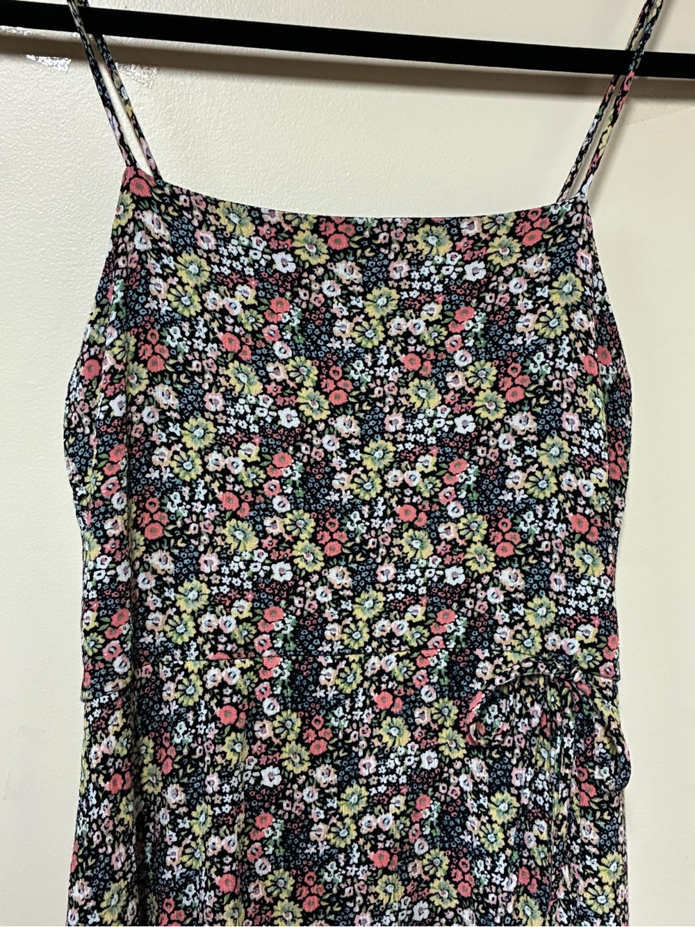 Altar’d State XS Black Multicolor Ditsy Floral Side Tie Mini Dress - Picture 2 of 7